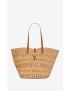 [SAINT LAURENT] panier medium bag in crochet raffia and smooth leather 688221GAAAC2080