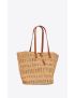 [SAINT LAURENT] panier medium bag in crochet raffia and smooth leather 688221GAAAC2080