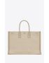 [SAINT LAURENT] rive gauche tote bag in linen and smooth leather 499290FAADJ9784