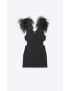 [SAINT LAURENT] mini dress in wool and feathers 685370Y75MT1000