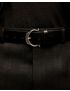 [SAINT LAURENT] horseshoe buckle belt in crackled leather 6492100KT0D1000
