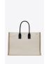 [SAINT LAURENT] rive gauche tote bag in linen and leather 499290FAABR9054