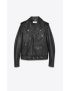 [SAINT LAURENT] motorcycle jacket in vintage leather with tweed collar 676101YCHS21364