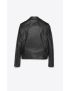 [SAINT LAURENT] motorcycle jacket in vintage leather with tweed collar 676101YCHS21364