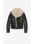 [SAINT LAURENT] biker jacket in grained leather and shearling 633866YCDD21004