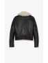 [SAINT LAURENT] biker jacket in grained leather and shearling 633866YCDD21004