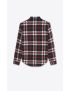 [SAINT LAURENT] oversized western shirt in checked vintage blend cotton and shearling 668224Y28VA6167