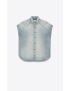 [SAINT LAURENT] 80s sleeveless shirt in soft sand blue denim 684981Y24AJ4843