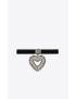 [SAINT LAURENT] oversized rhinestone heart choker in metal and velvet 690782Y23128334