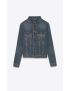 [SAINT LAURENT] fitted jacket in dark dirty vintage blue denim 597085YYS074160
