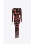 [SAINT LAURENT] v neck catsuit in rose jersey 701293Y6E981029