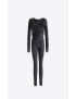 [SAINT LAURENT] draped catsuit in velvet jersey 696526Y7E261000