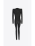 [SAINT LAURENT] v neck catsuit in shiny jersey 695262Y7E151000