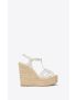 [SAINT LAURENT] tribute espadrilles wedge in smooth leather 611924BZC009008
