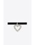 [SAINT LAURENT] oversized rhinestone heart choker in metal and velvet 690832Y23128334