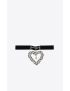 [SAINT LAURENT] oversized rhinestone heart choker in metal and velvet 690832Y23128334