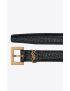 [SAINT LAURENT] cassandre thin belt with square buckle in crocodile embossed leather 554465DND0J1000