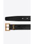 [SAINT LAURENT] cassandre belt with square buckle in shiny crocodile embossed leather 634437DND0J1000