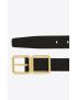 [SAINT LAURENT] double buckle belt in crocodile embossed leather 6698651ZQ0J1000
