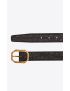 [SAINT LAURENT] frame buckle belt in crocodile embossed leather 6698891ZQ0W1000