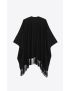 [SAINT LAURENT] fringed poncho in cashmere and leather 6130603YB351000