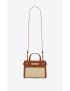 [SAINT LAURENT] manhattan nano shopping bag in raffia and smooth leather 59374124Z1W9767