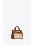 [SAINT LAURENT] manhattan nano shopping bag in raffia and smooth leather 59374124Z1W9767