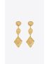 [SAINT LAURENT] triple drop vintage rhinestone earrings in metal and resin 702214Y15919510