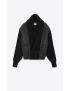 [SAINT LAURENT] shawl neck jacket in lambskin and ribbed wool 751828YCPG21000
