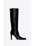 [SAINT LAURENT] nina high boots in glazed calfskin 755227AAAZY1000