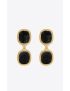 [SAINT LAURENT] twin square earrings in velvet and metal 747469YLAVL8029