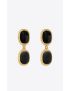 [SAINT LAURENT] twin square earrings in velvet and metal 747469YLAVL8029