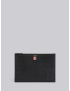 [THOM BROWNE] BLACK PEBBLE GRAIN LEATHER 4-BAR BRASS LABEL SMALL DOCUMENT HOLDER MAC124A00198001